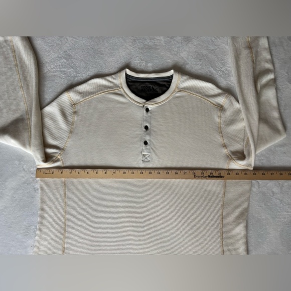 Eddie Bauer Sweatshirt Cream Henley Shirt Men’s Favourite Thermal Cotton Size L - Picture 5 of 12